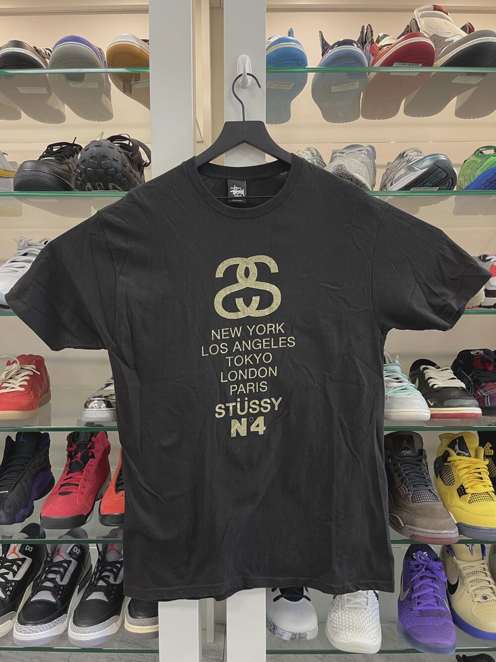 Stüssy No. 4 World Tour T-Shirt Tee Black sz Large L SF
